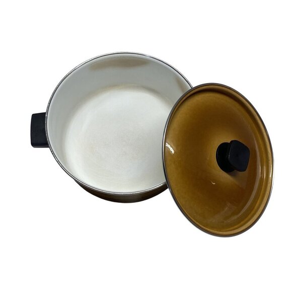 Vintage West Bend Brown Enameled Casserole Pot With Lid - Picture 2 of 6